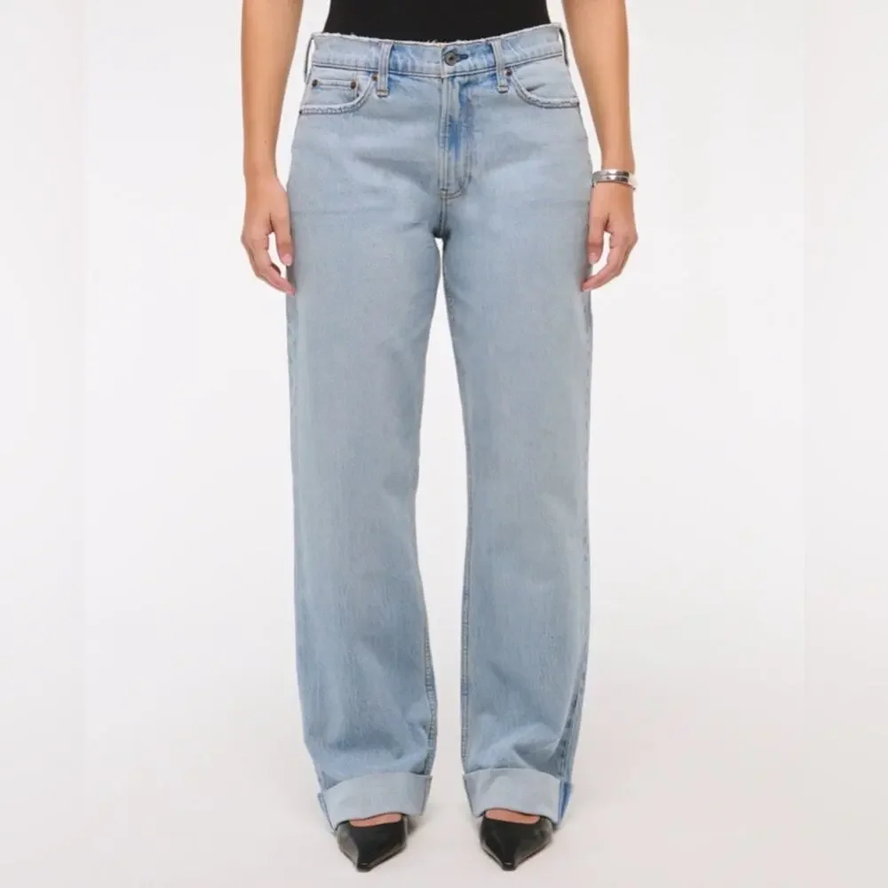 Abercrombie Curve Love Baggy Low Rise Jeans Light Wash Women’s 34W 18R